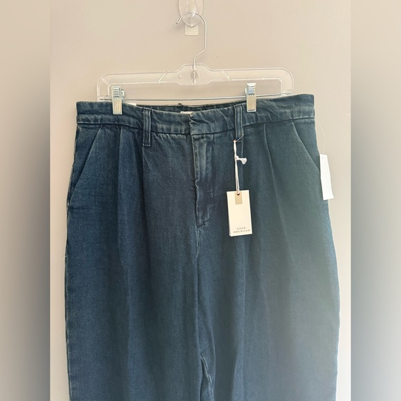 Good American 90s Pleated Trouser Jeans Woman’s SZ 8 Baggy Wide Leg High Rise - Picture 2 of 11